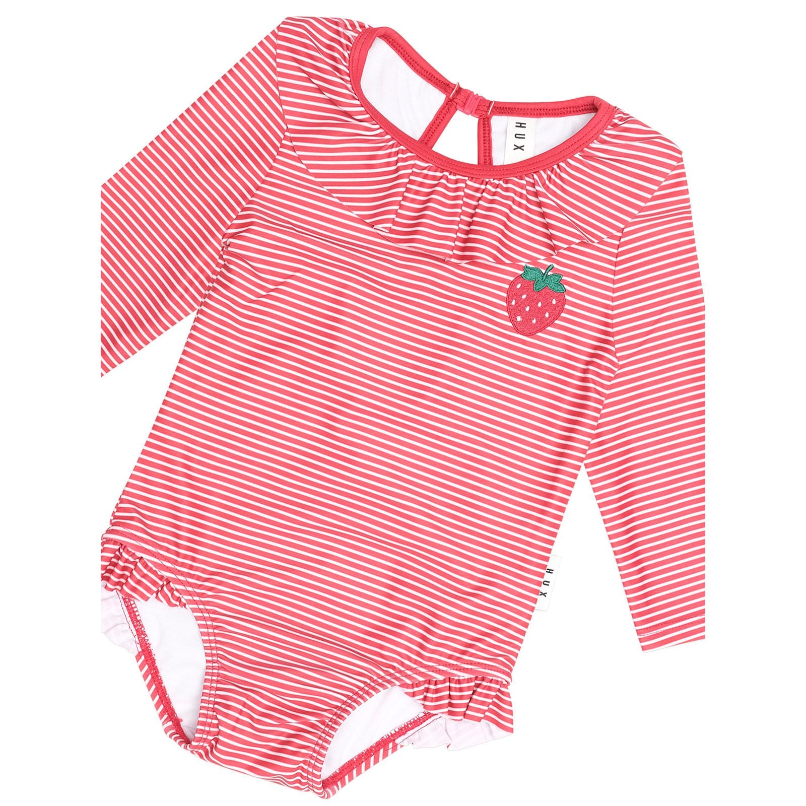 Red Stripe Frill Neck Swimsuit