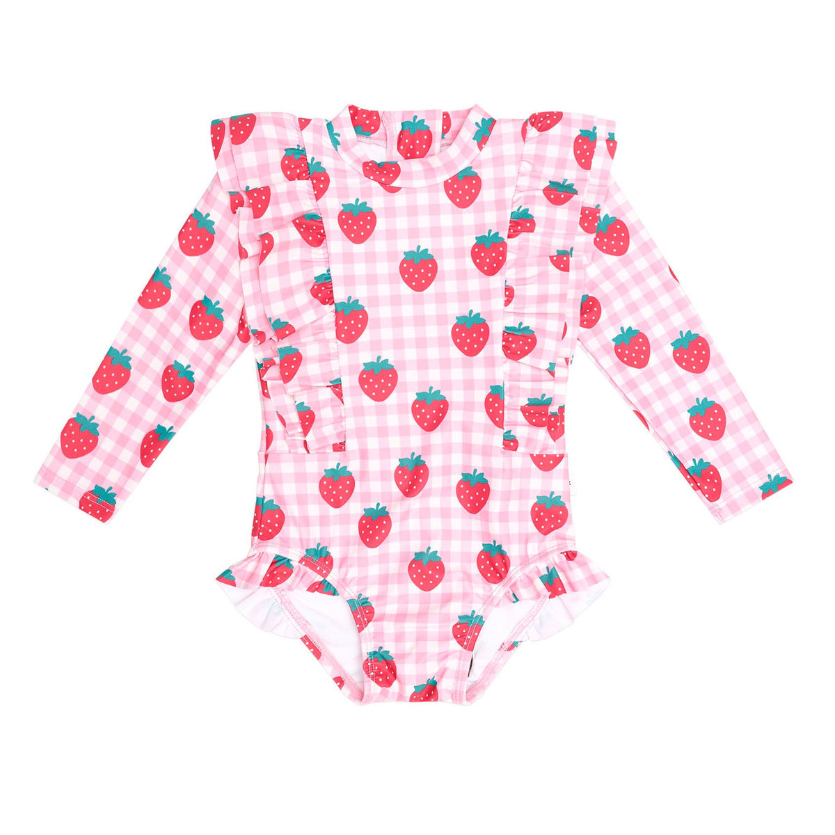 Strawberry Check Frill Swimsuit