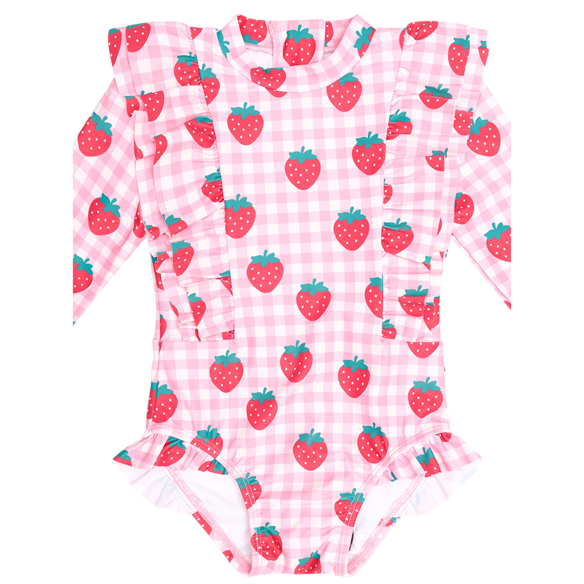 Strawberry Check Frill Swimsuit