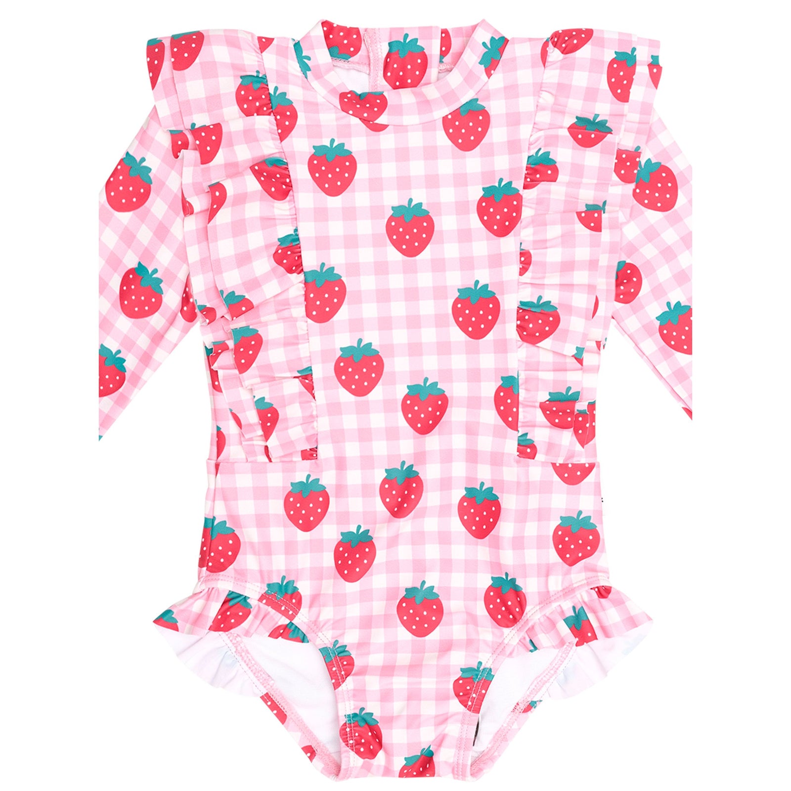 Strawberry Check Frill Swimsuit