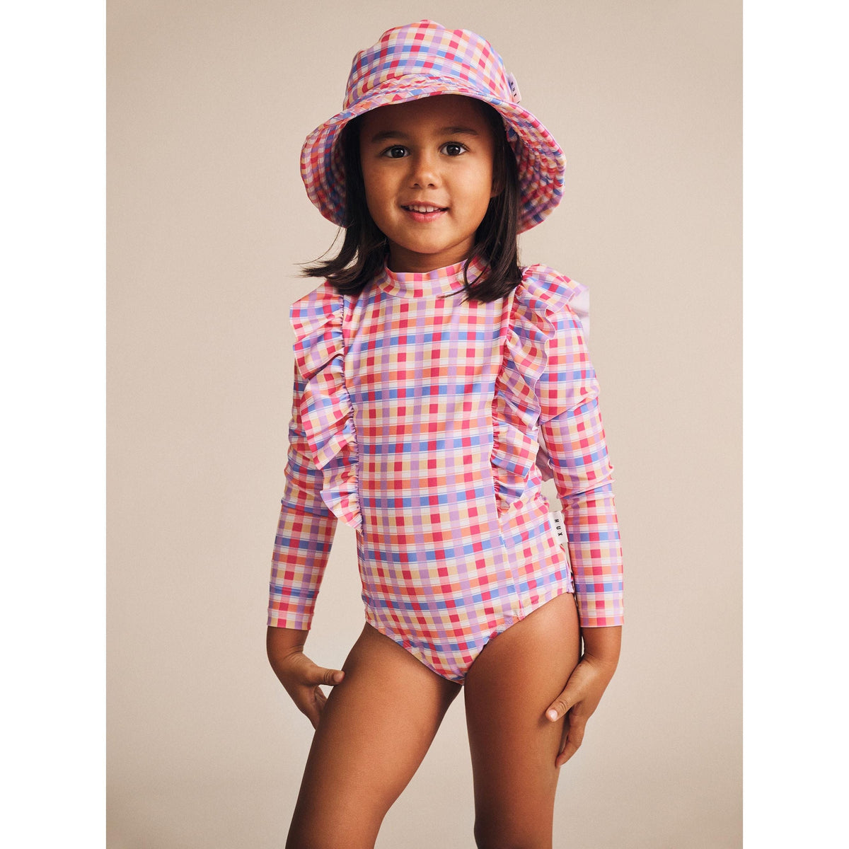 Rainbow Check Swim Hat