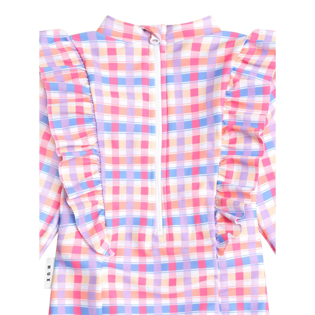 Scandi Frill Swimsuit Rainbow Check