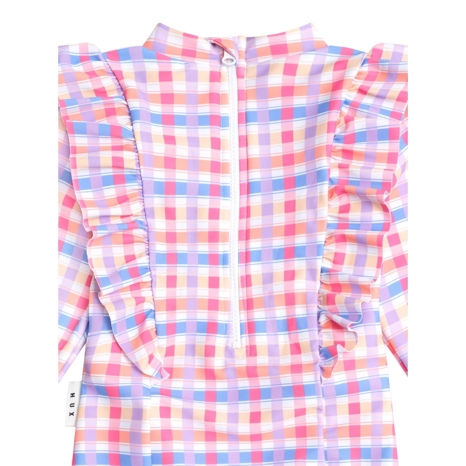 Scandi Frill Swimsuit Rainbow Check