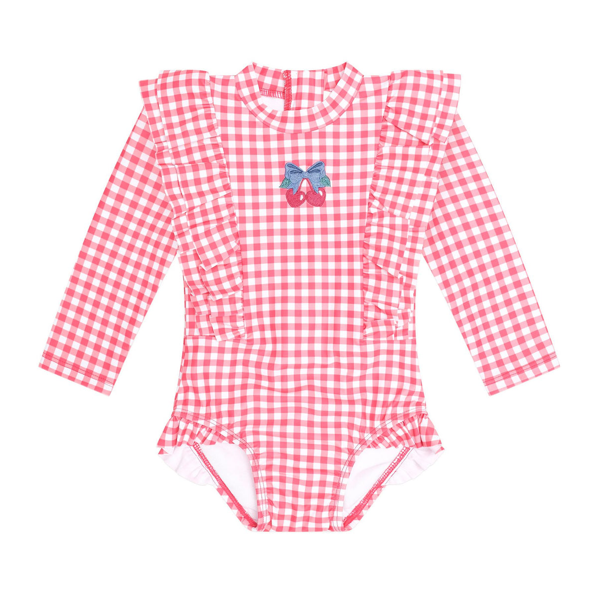 Cherry Bow Gingham Frill Swimsuit