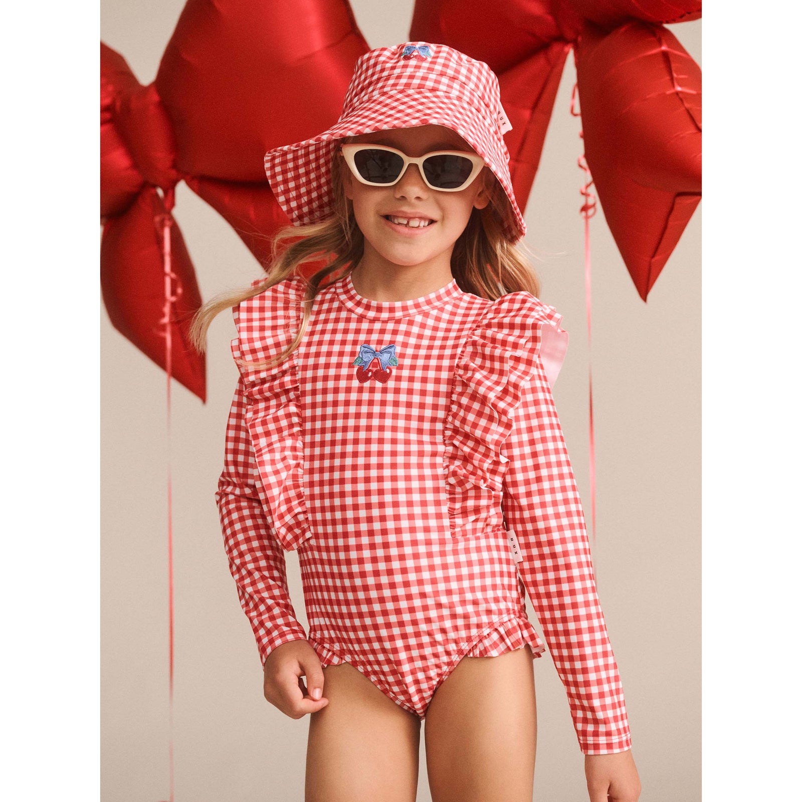 Cherry Bow Gingham Frill Swimsuit