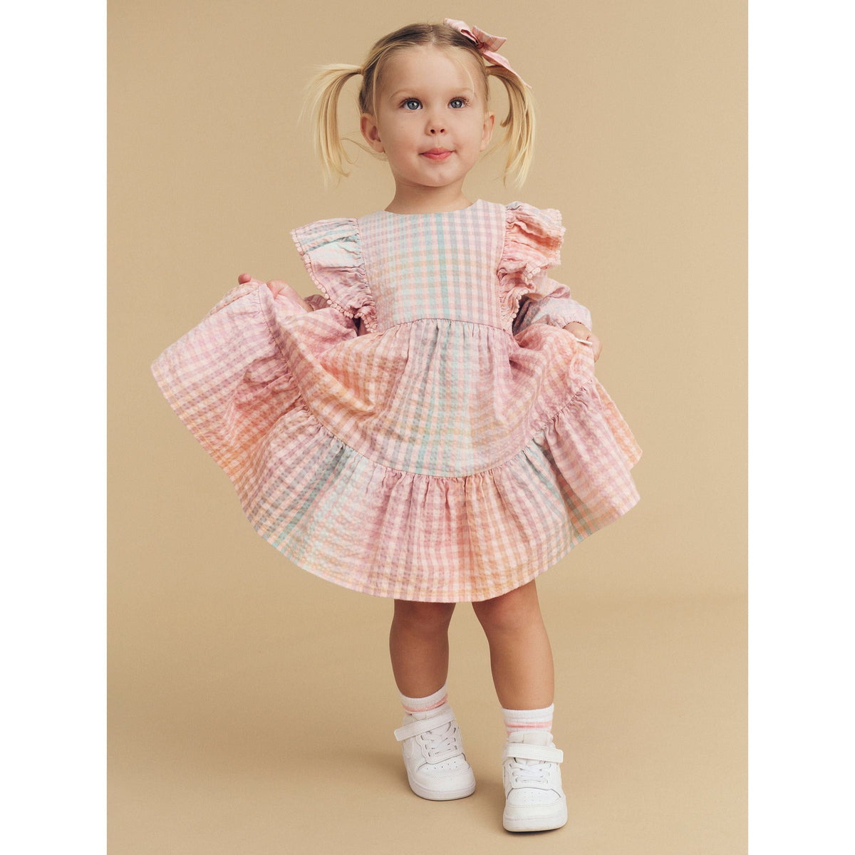 Rainbow Check 2Pk Hair Bow