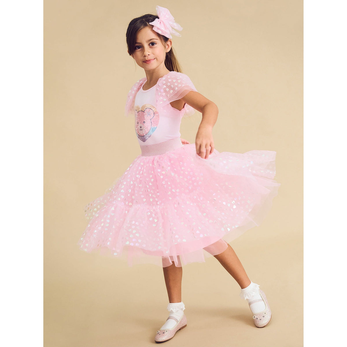 Shimmer Hearts Party Hair Bow