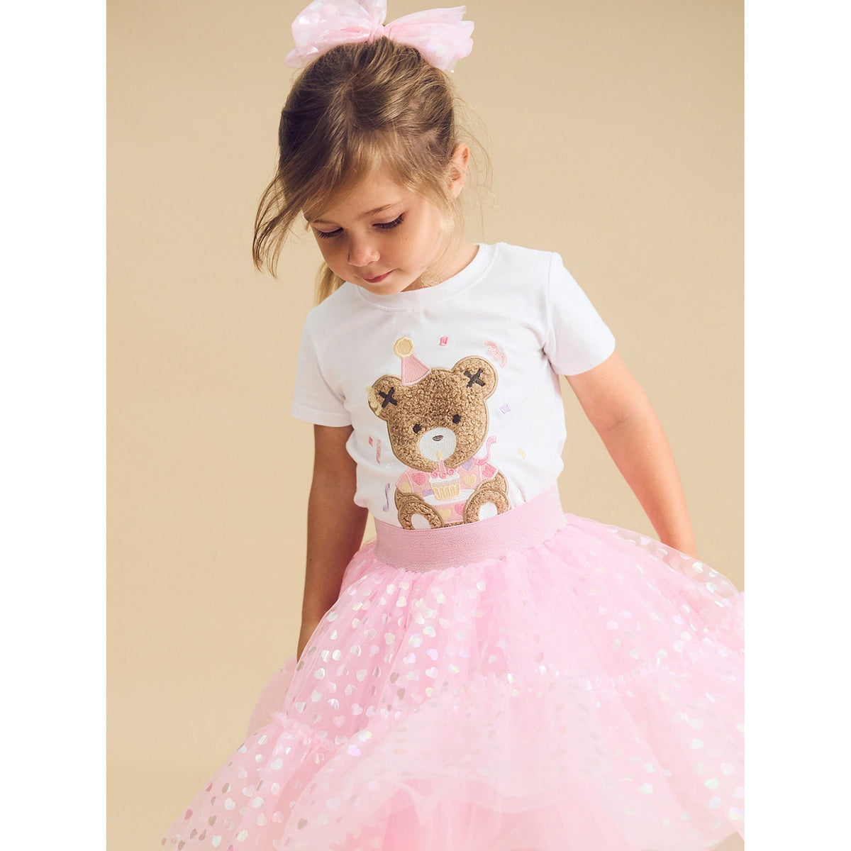 Shimmer Hearts Party Hair Bow