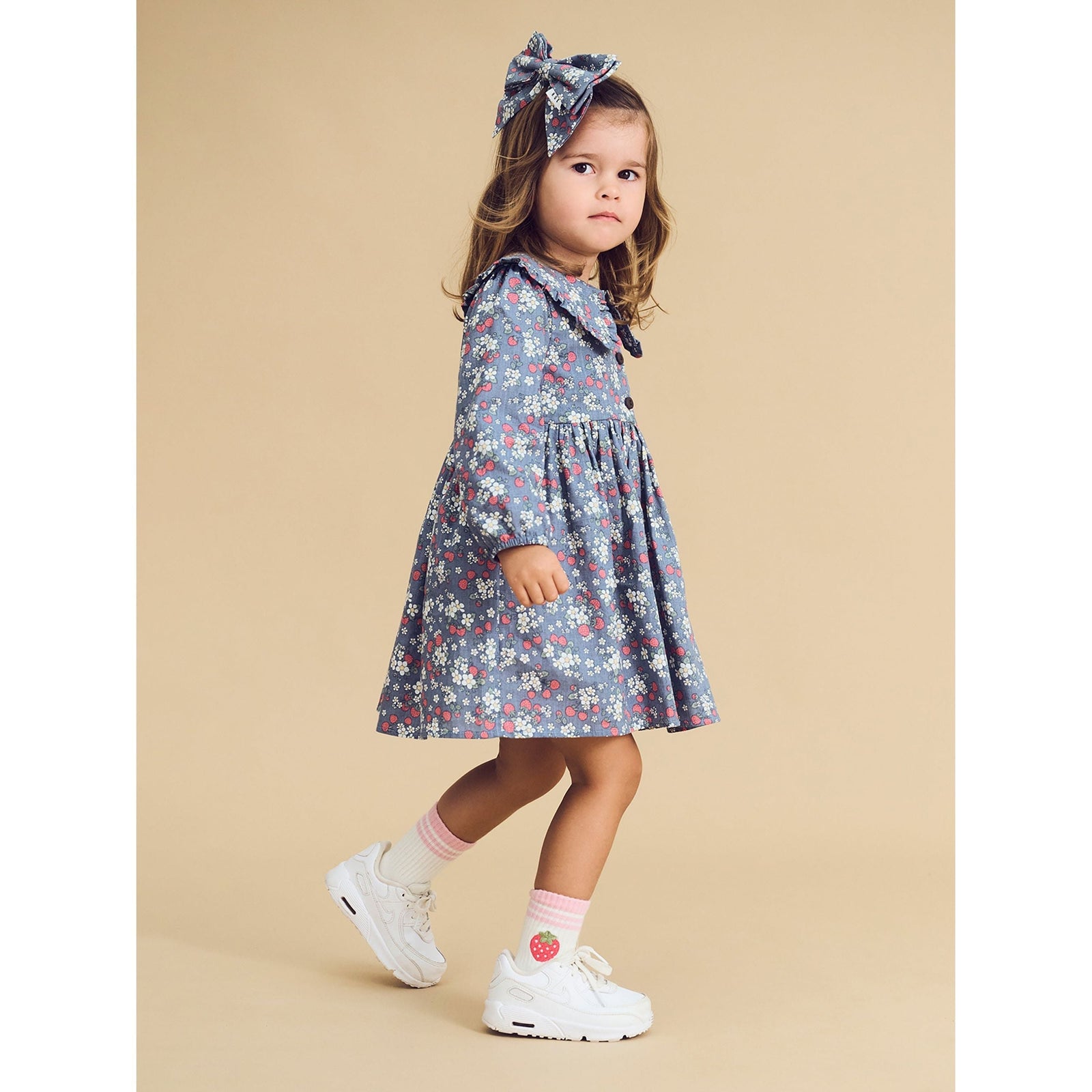 Vintage Strawberry Hair Bow Dusty Blue