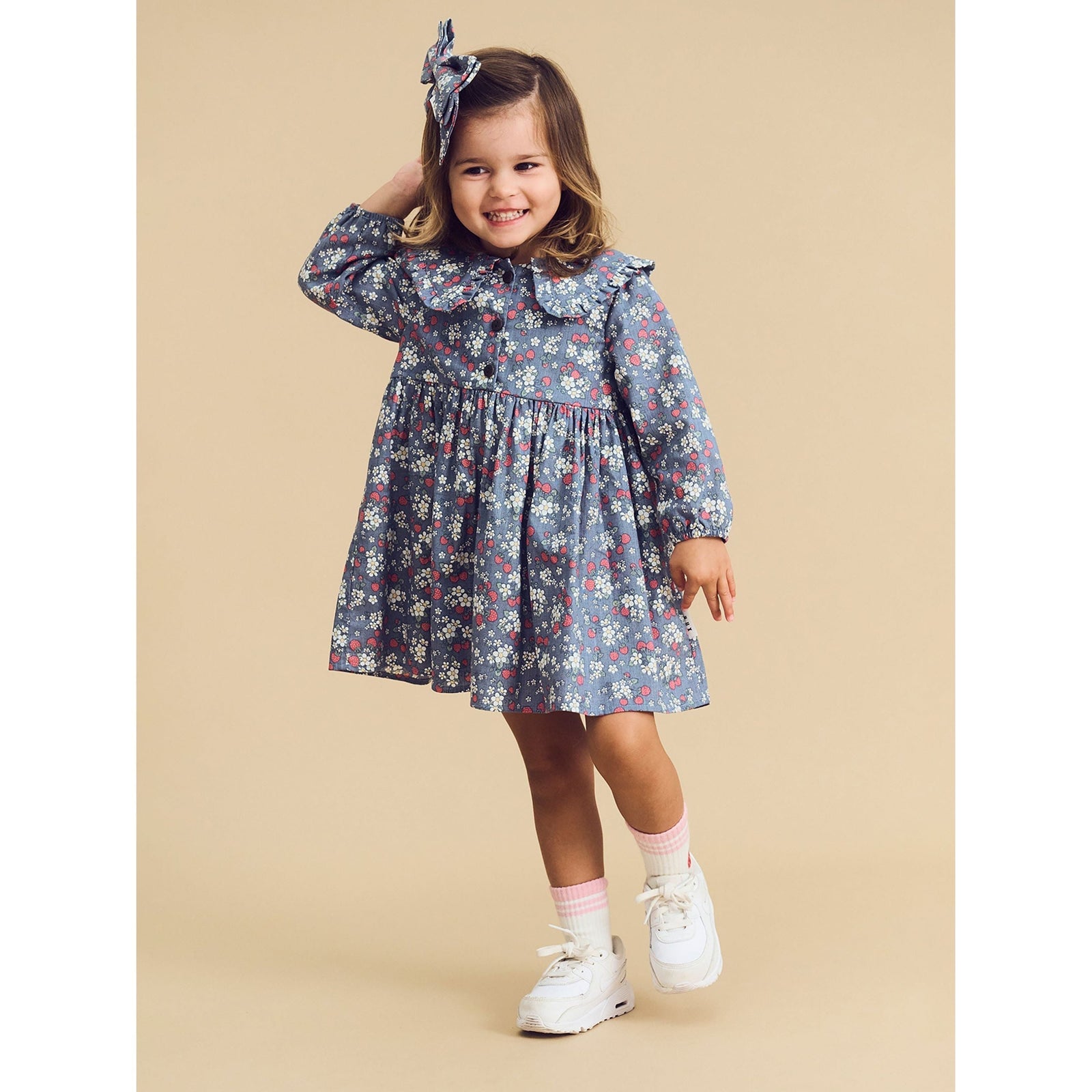 Vintage Strawberry Hair Bow Dusty Blue