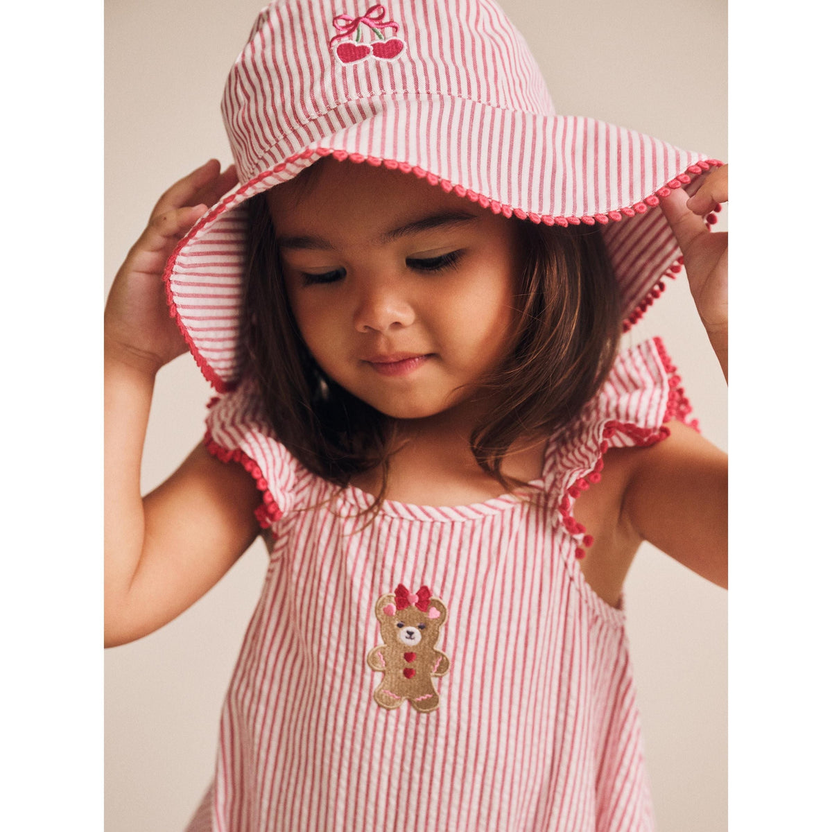 Frilly Sunhat Cherry Pie Stripe