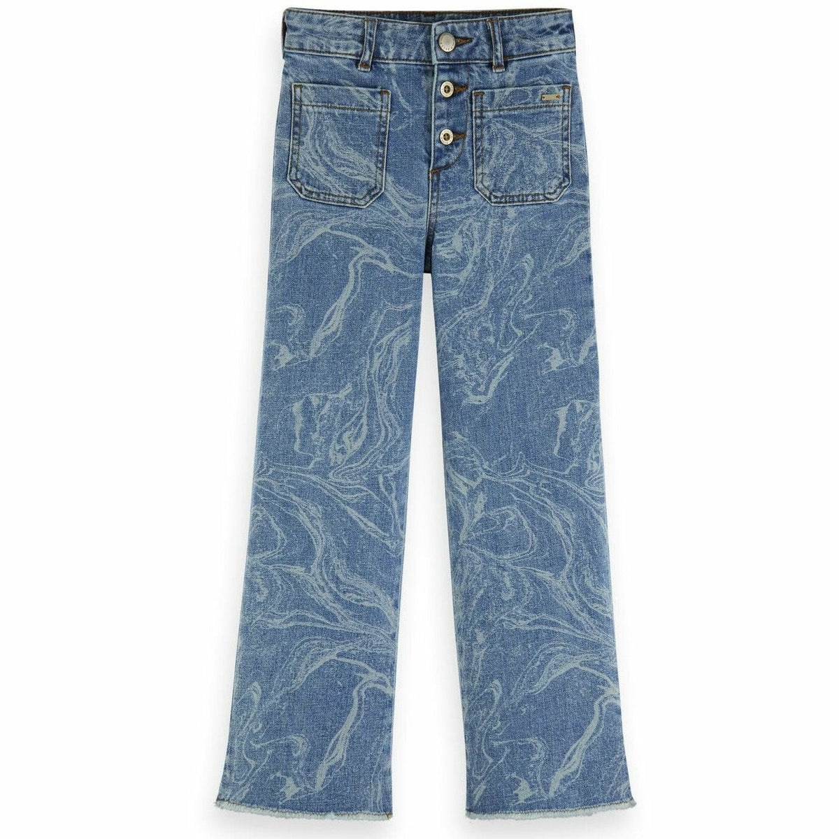 High-Rise Wide Leg Marbled Jeans