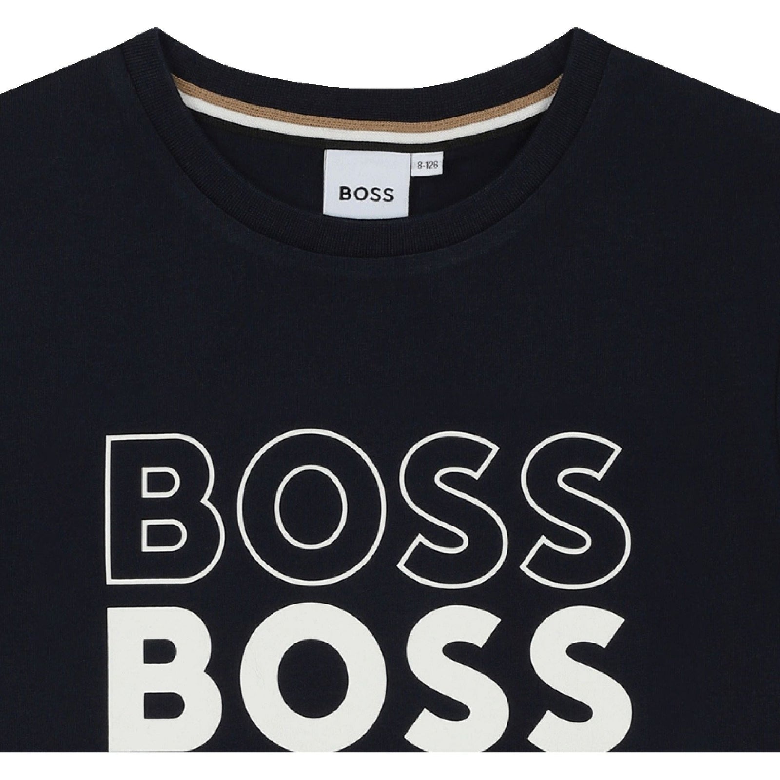 Cotton Round-Collar T-Shirt- Navy