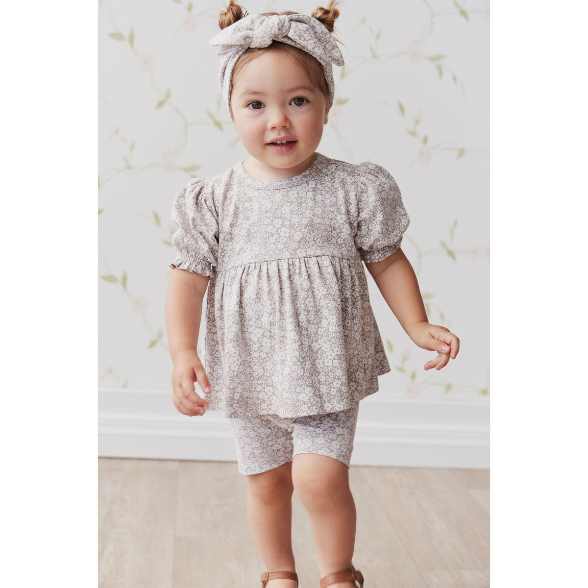 Organic Cotton Camille Top - Greta Floral Bark