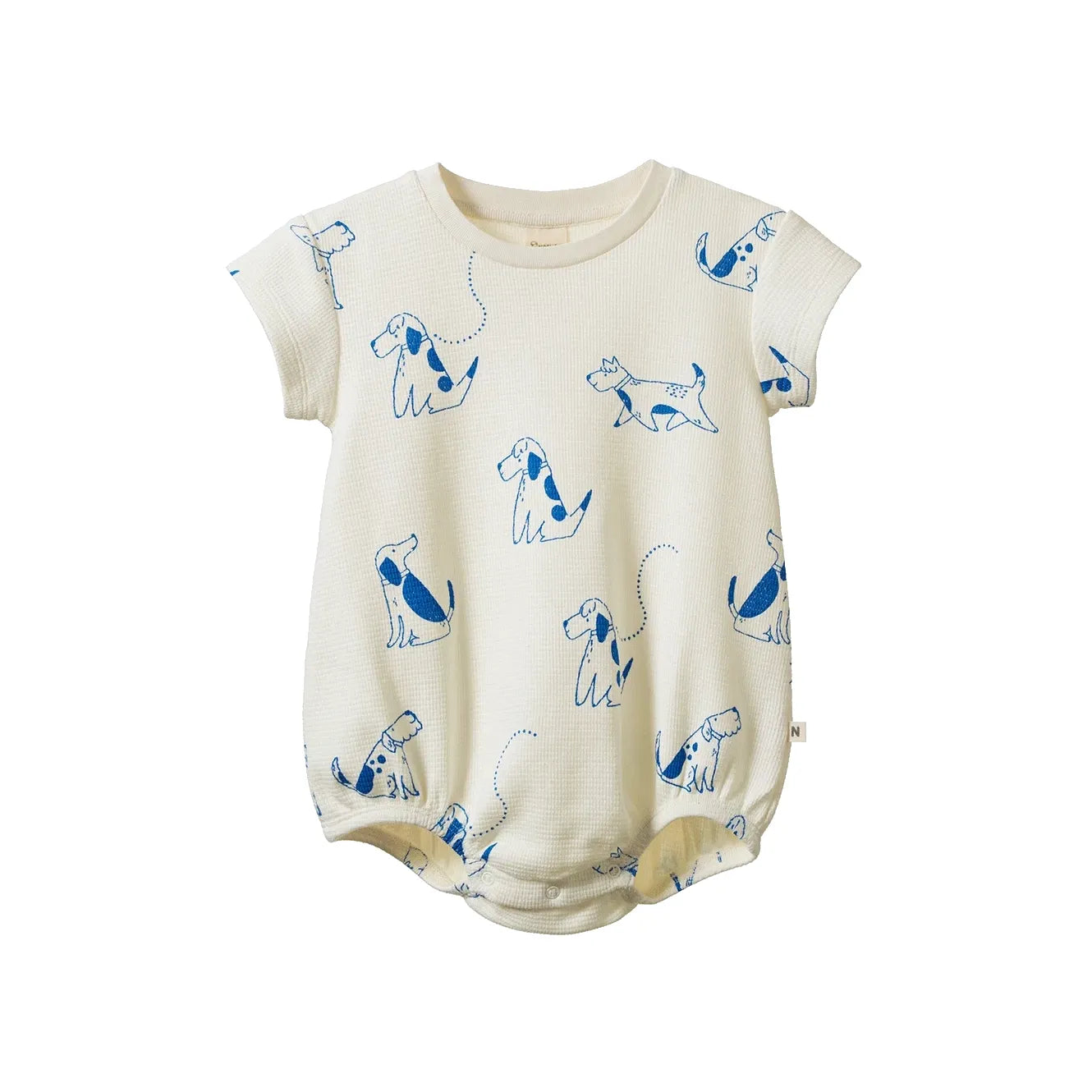 Juno Romper Waffle - Dog Walk Print