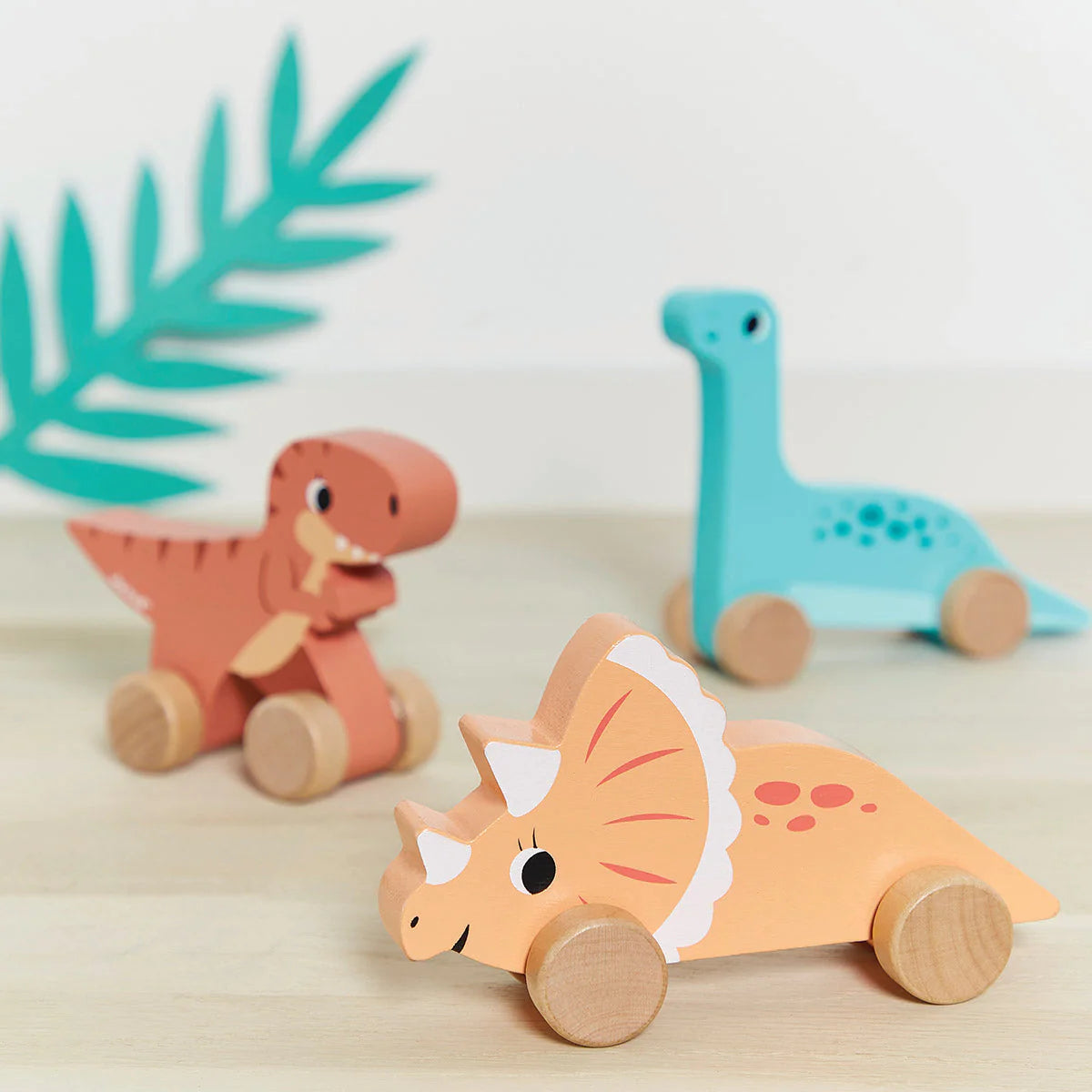 Wooden push dinosaur