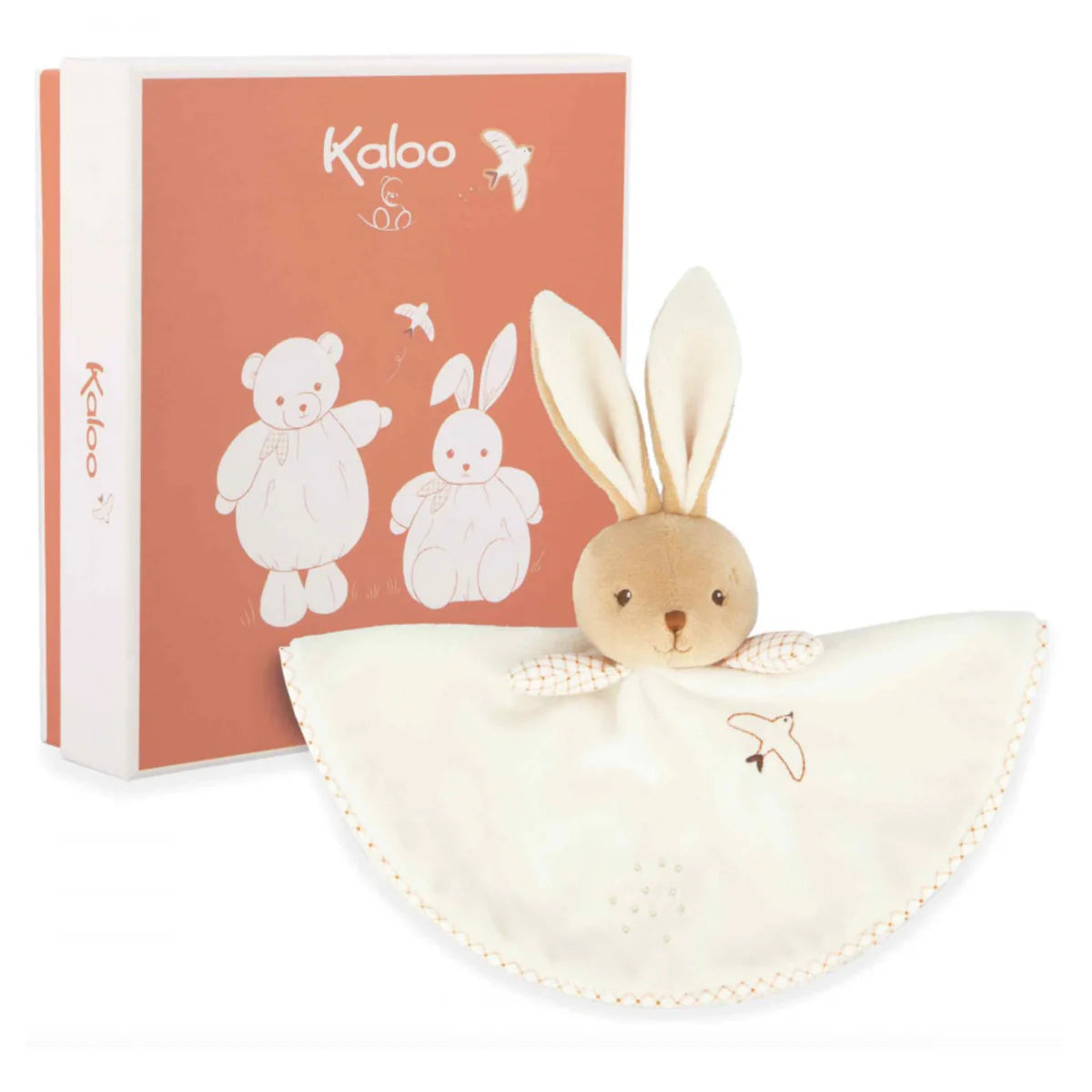 KALOO Doudou Rond Lapinou Rose 20 Cm – Tissu Doux, Broderie Fleurie – Cadeau Naissance Personnalisable