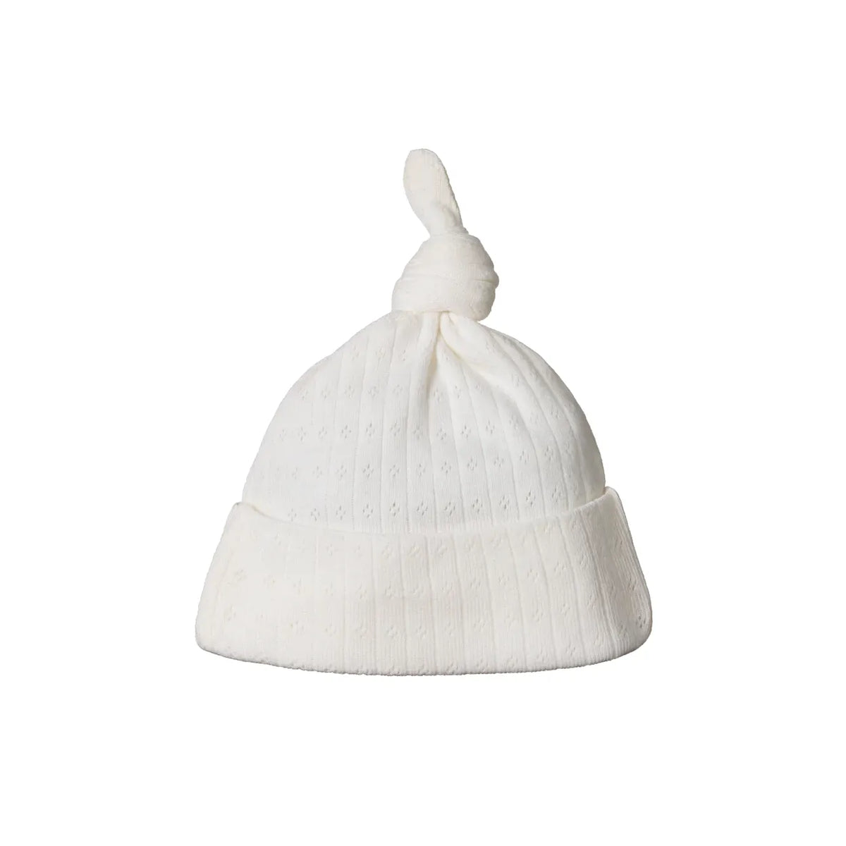 Knotted Beanie Pointelle - Natural
