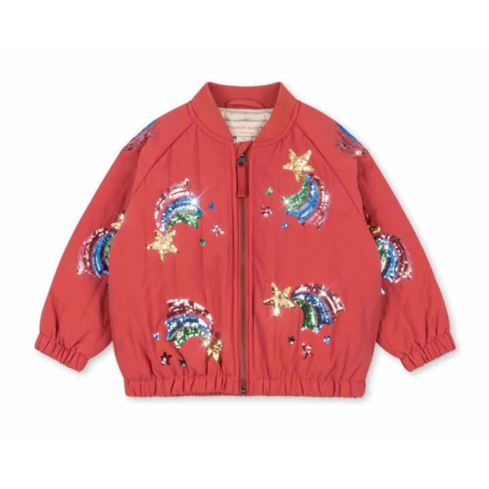 Juno Sequin Rainbow Bomber Jacket - Cardinal