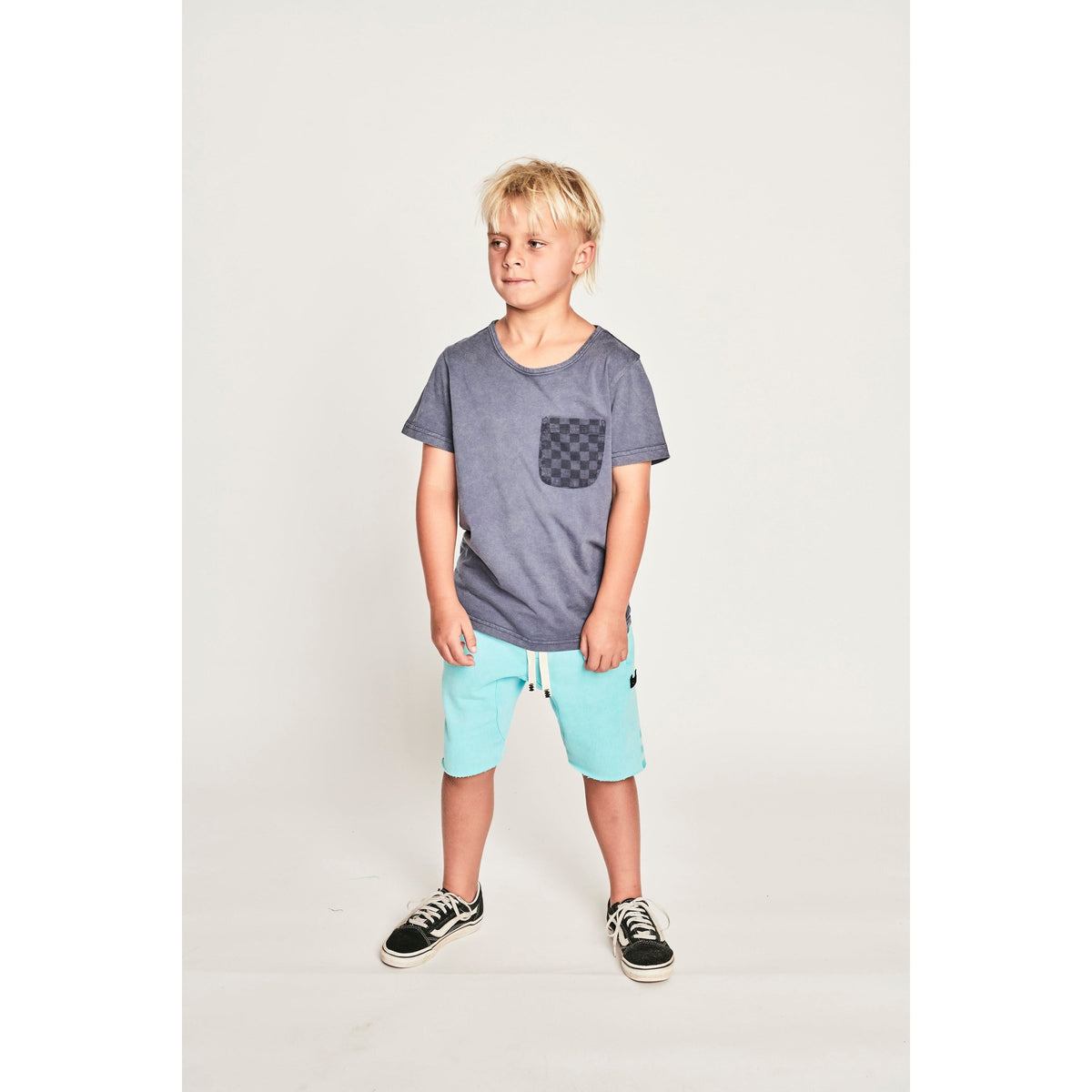 Pkt Check Ss Tee - Mineral Denim