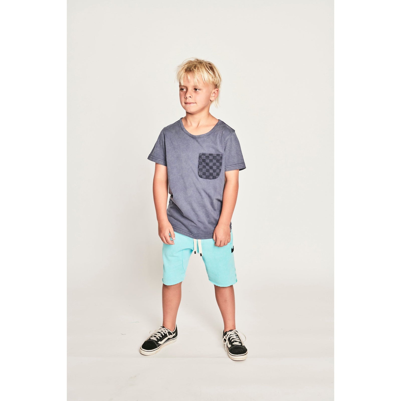 Pkt Check Ss Tee - Mineral Denim
