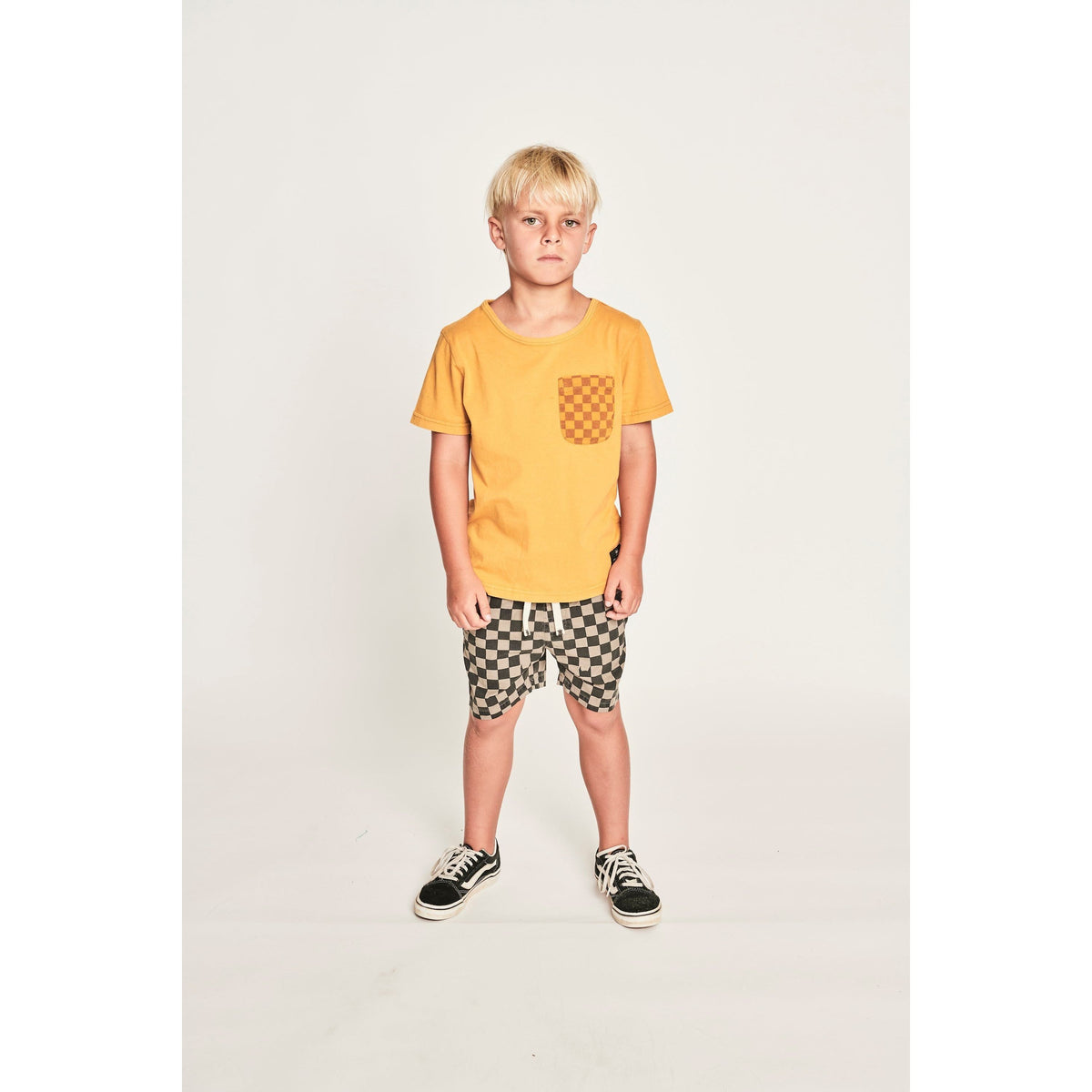 Pkt Check Ss Tee - Mineral Mustard