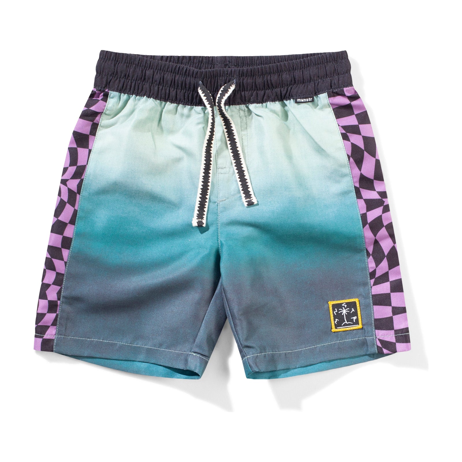 Wrapdyecheck Bshort - Teal Grad