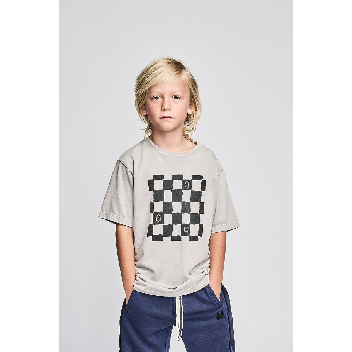 Checkme Tee - Washed Light Grey