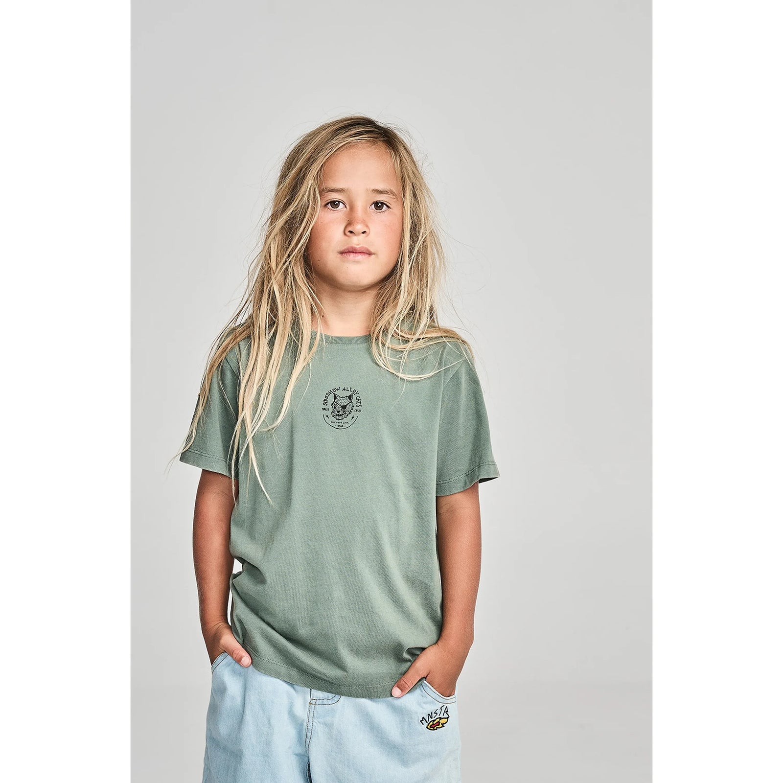 Alley Cats Tee - Washed Mid Green
