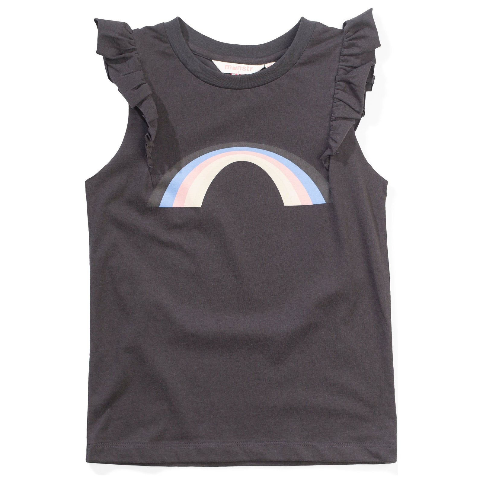 Bella Frill Tank - Soft Black