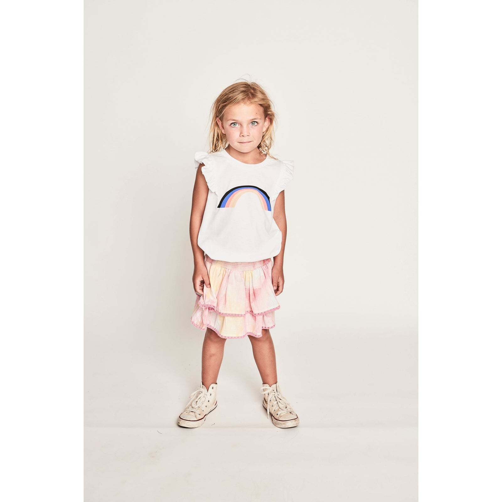 Bella Frill Tank - White