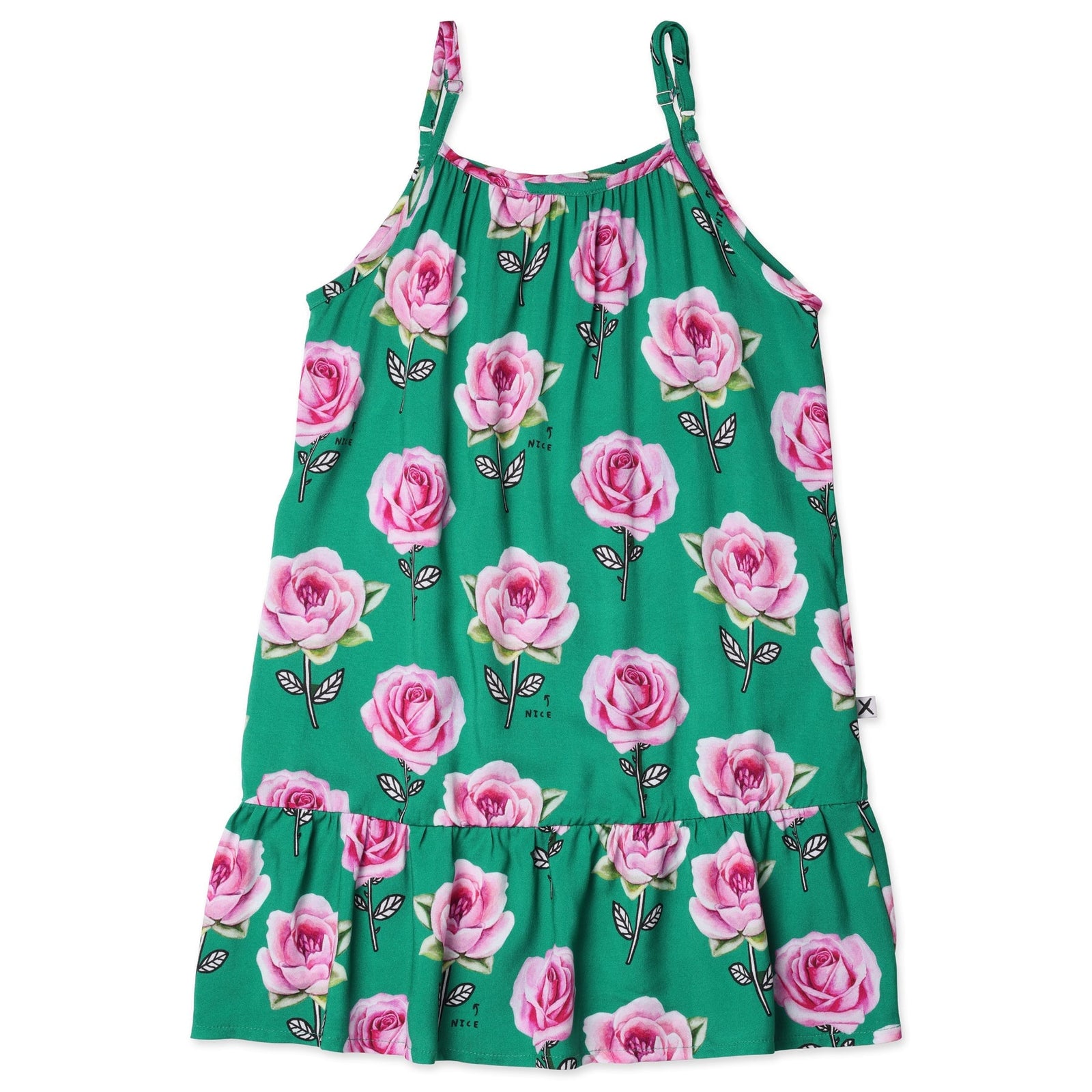 Nice Flowers Woven Dress- Kelly Green