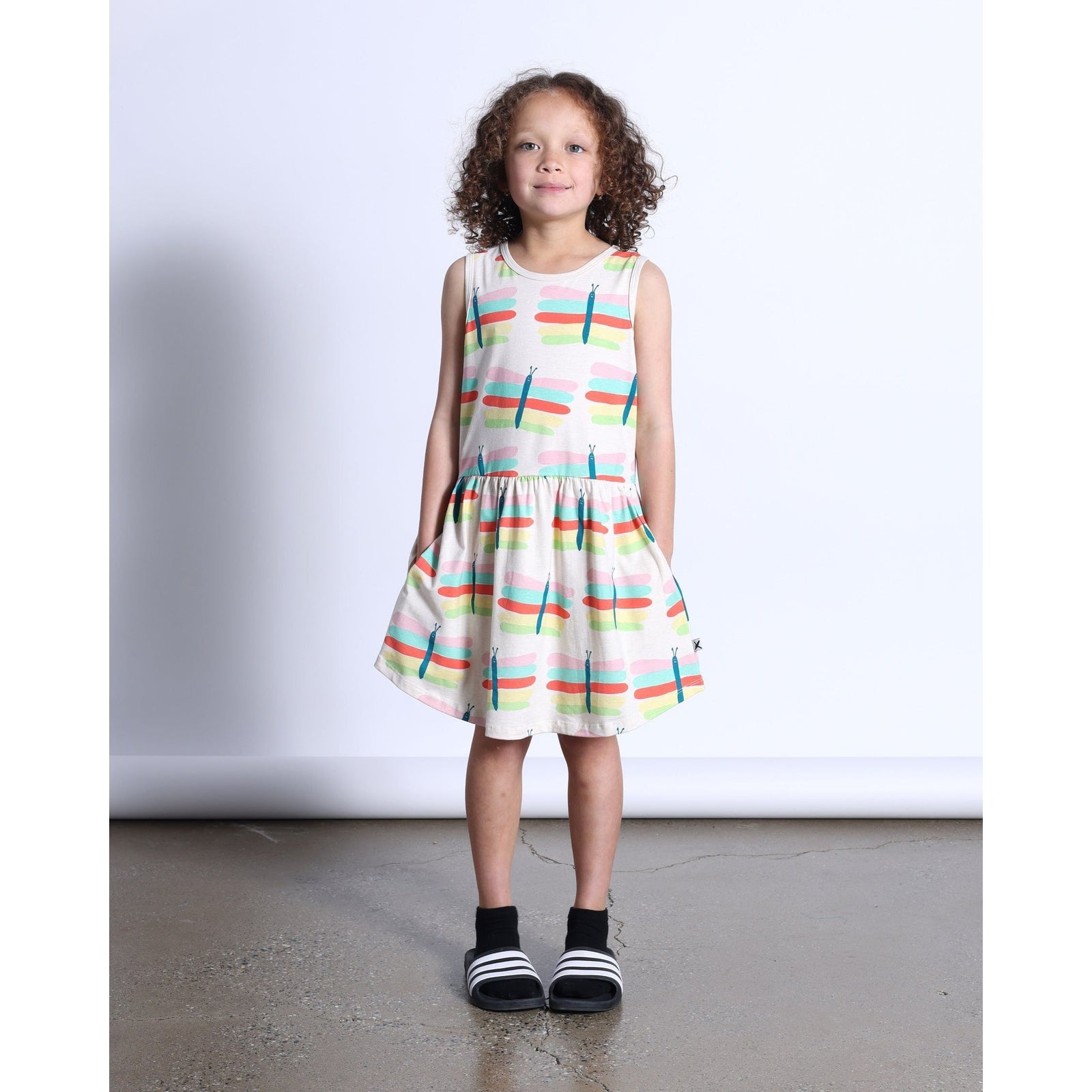 Pastel Butterflies Dress- Oatmeal Marle