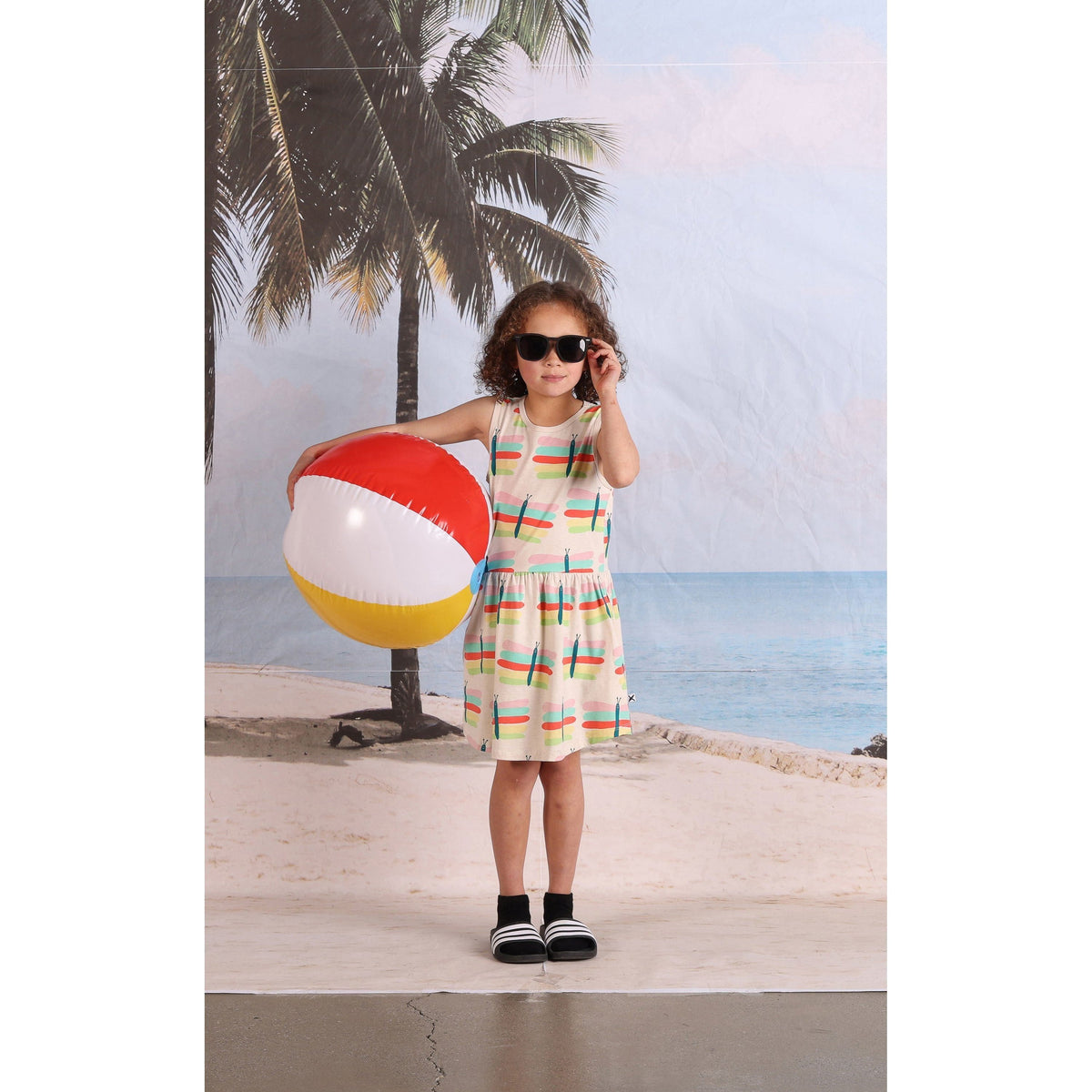 Pastel Butterflies Dress- Oatmeal Marle