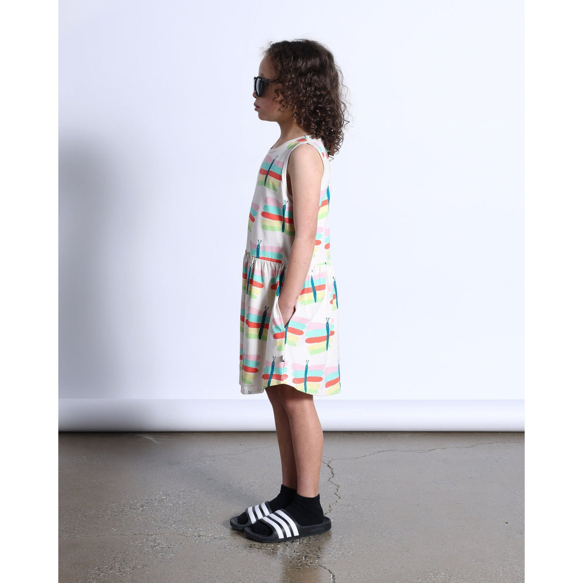 Pastel Butterflies Dress- Oatmeal Marle