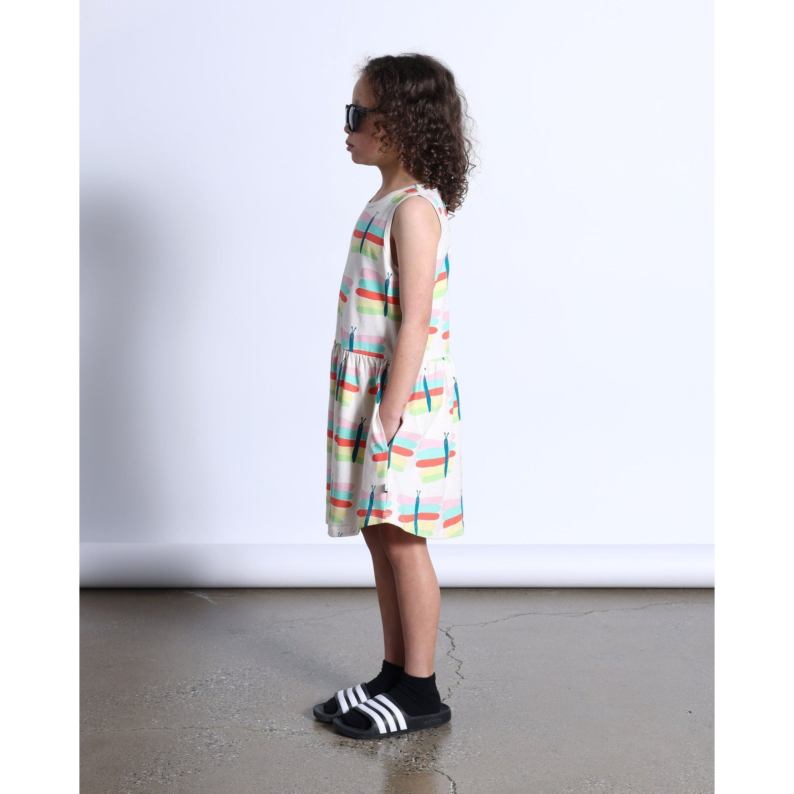 Pastel Butterflies Dress- Oatmeal Marle