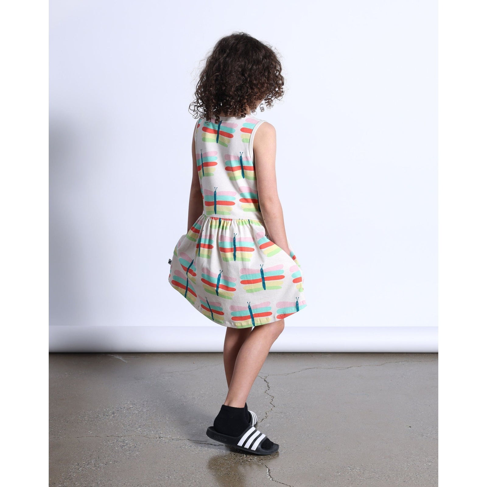 Pastel Butterflies Dress- Oatmeal Marle