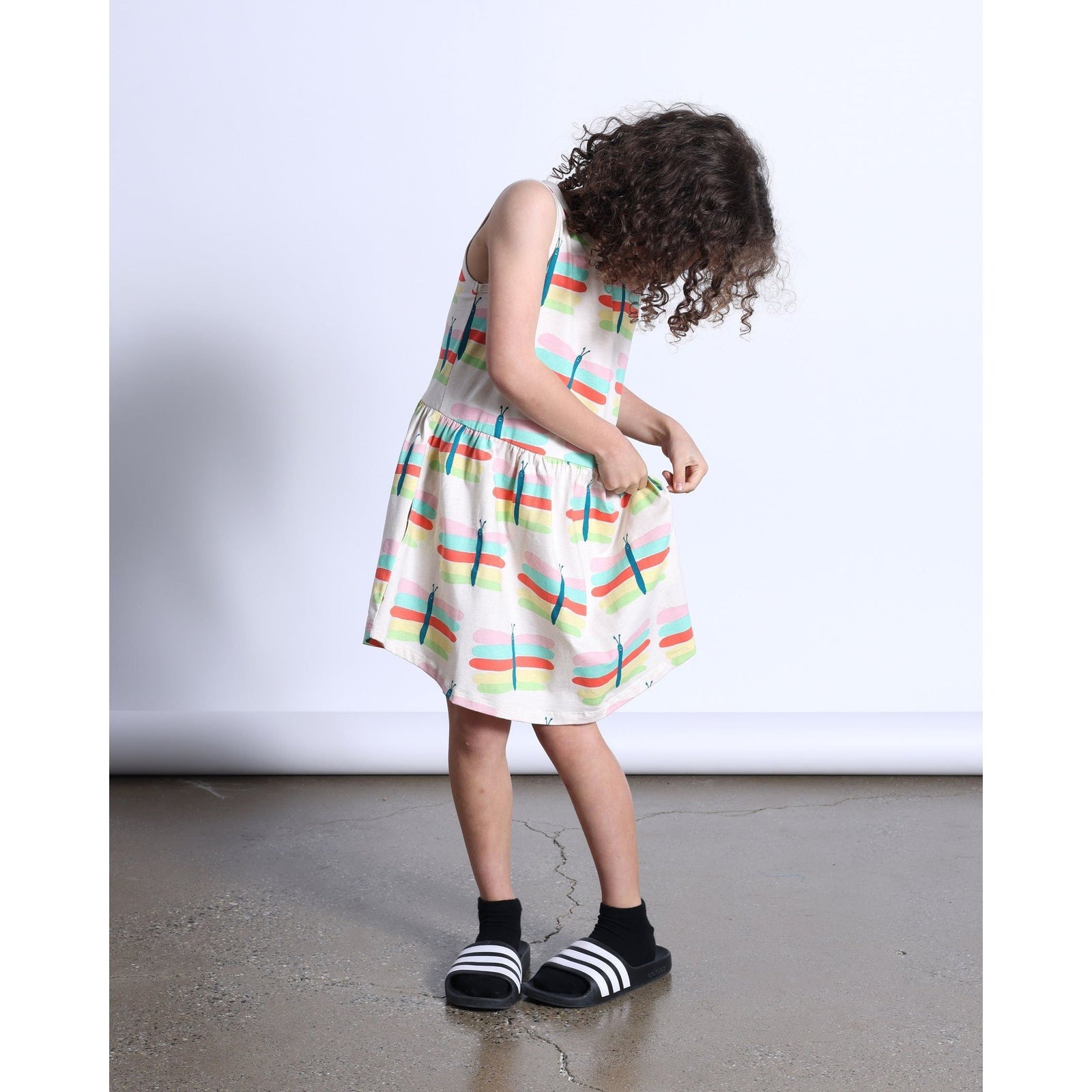 Pastel Butterflies Dress- Oatmeal Marle