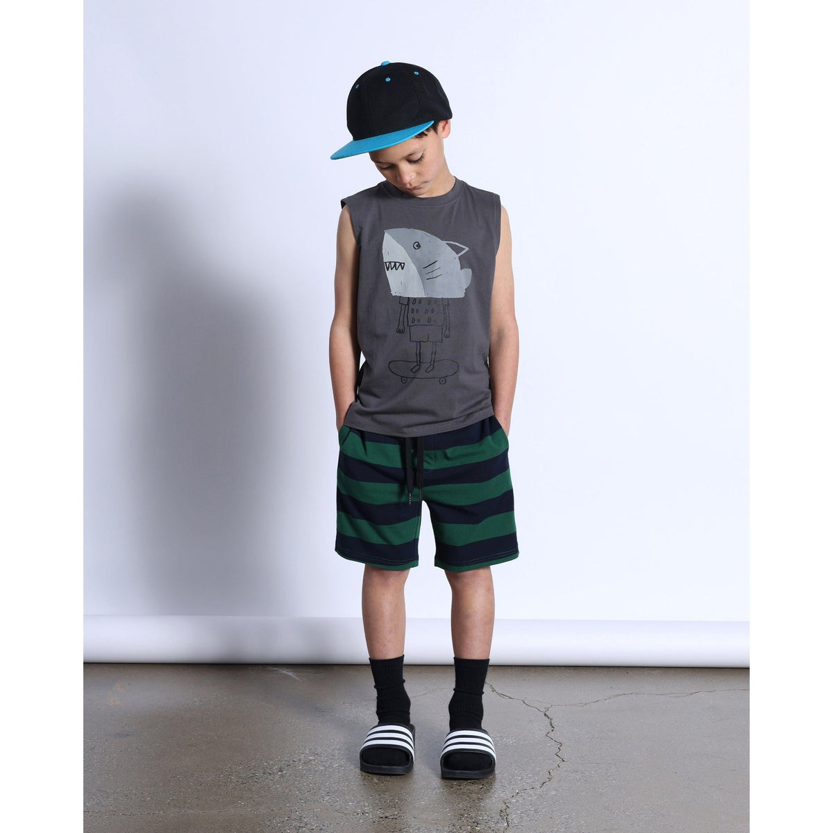 Duo Short- Green/Navy Stripe