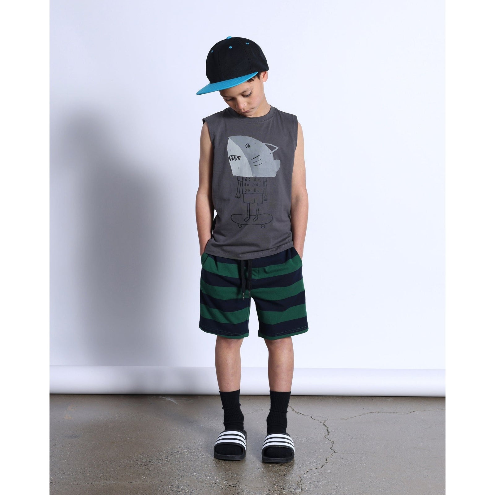 Duo Short- Green/Navy Stripe