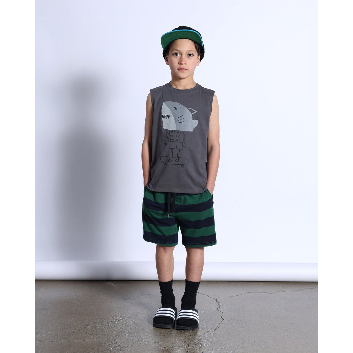 Duo Short- Green/Navy Stripe