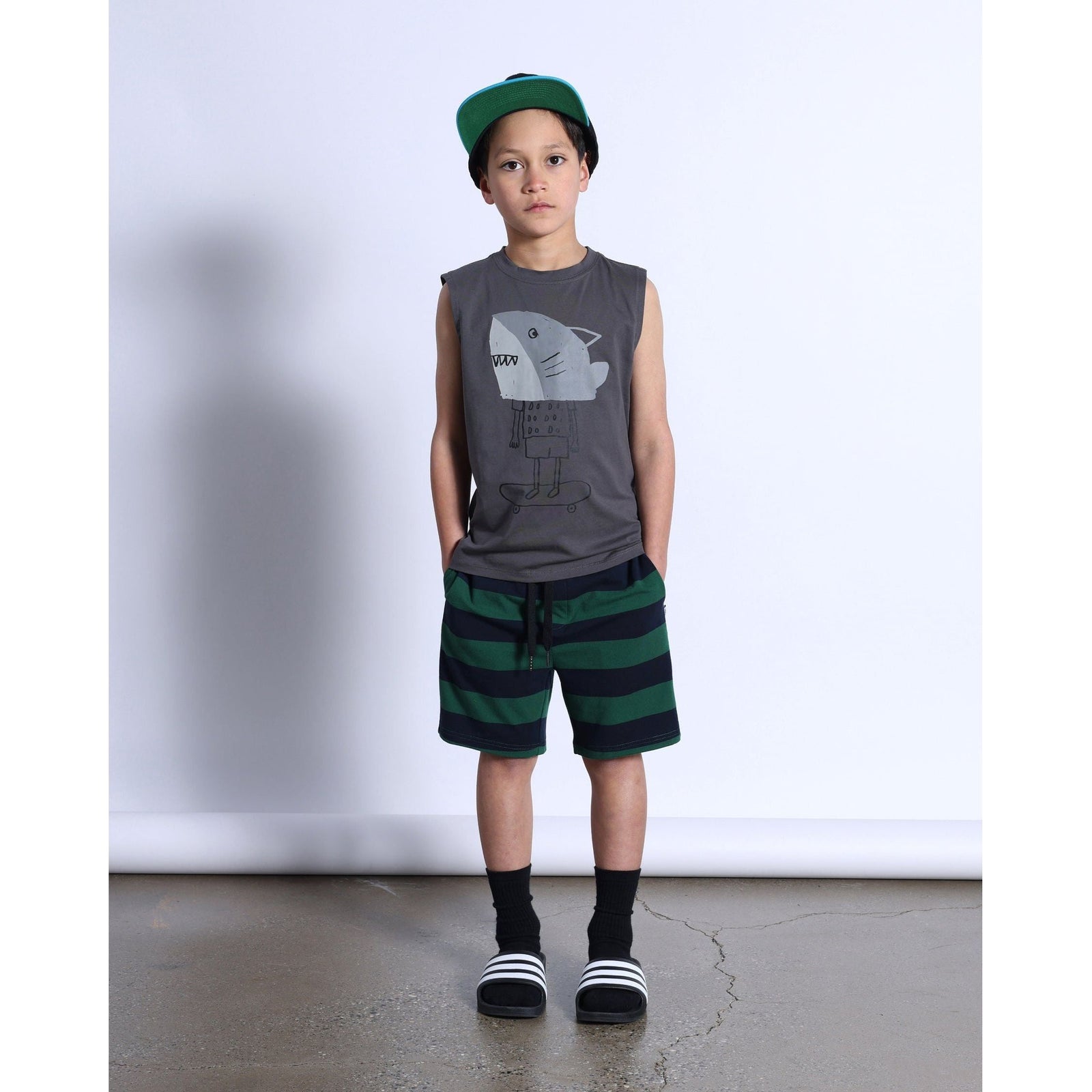 Duo Short- Green/Navy Stripe