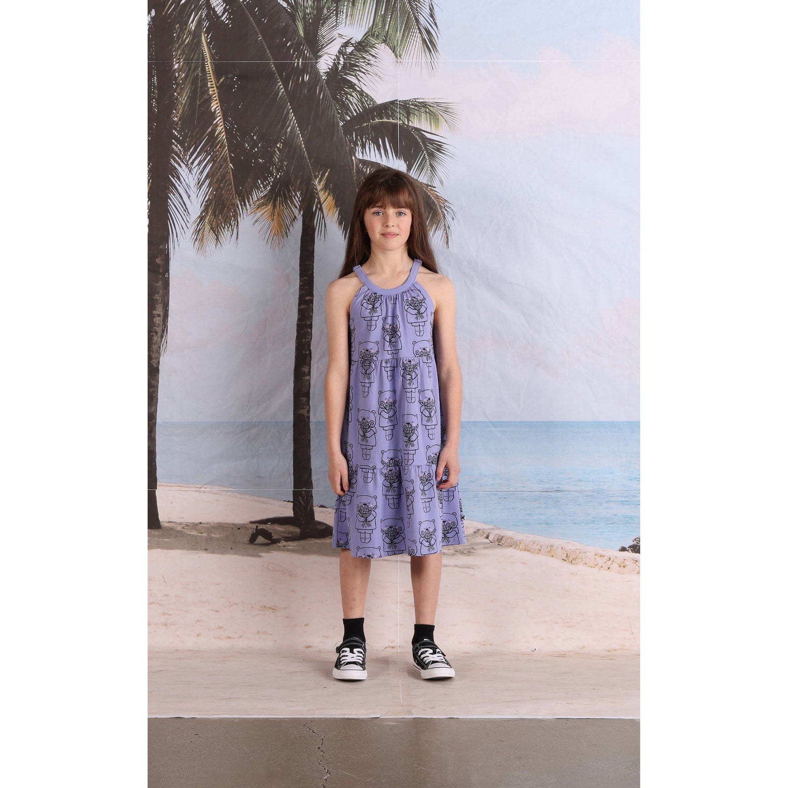 Bouquet Bear Dress- Purple