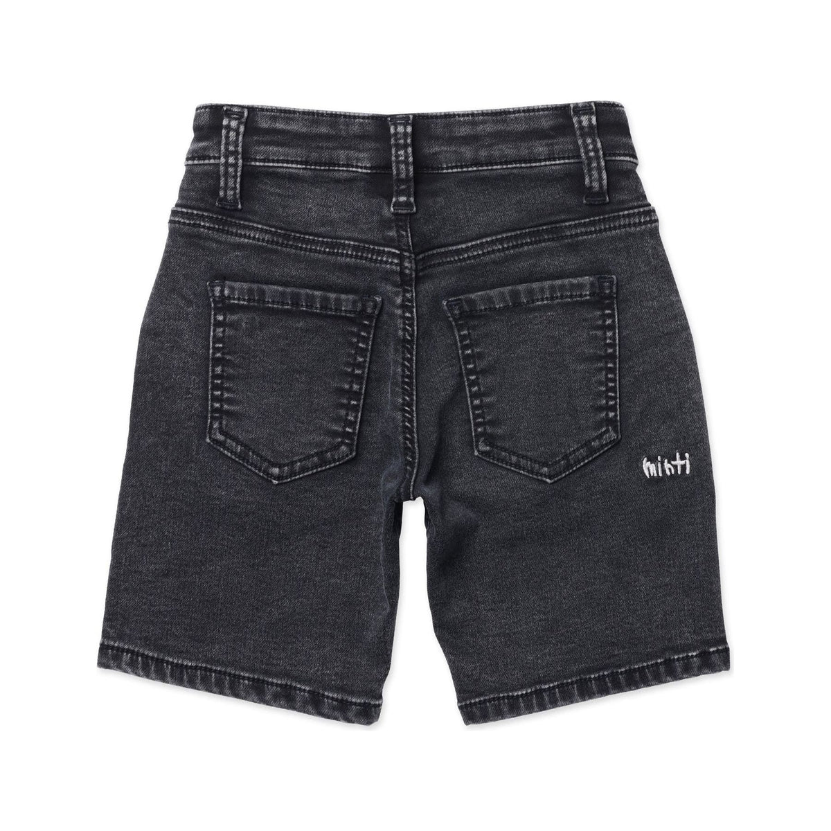 Soft Feel Denim Short- Washed Black