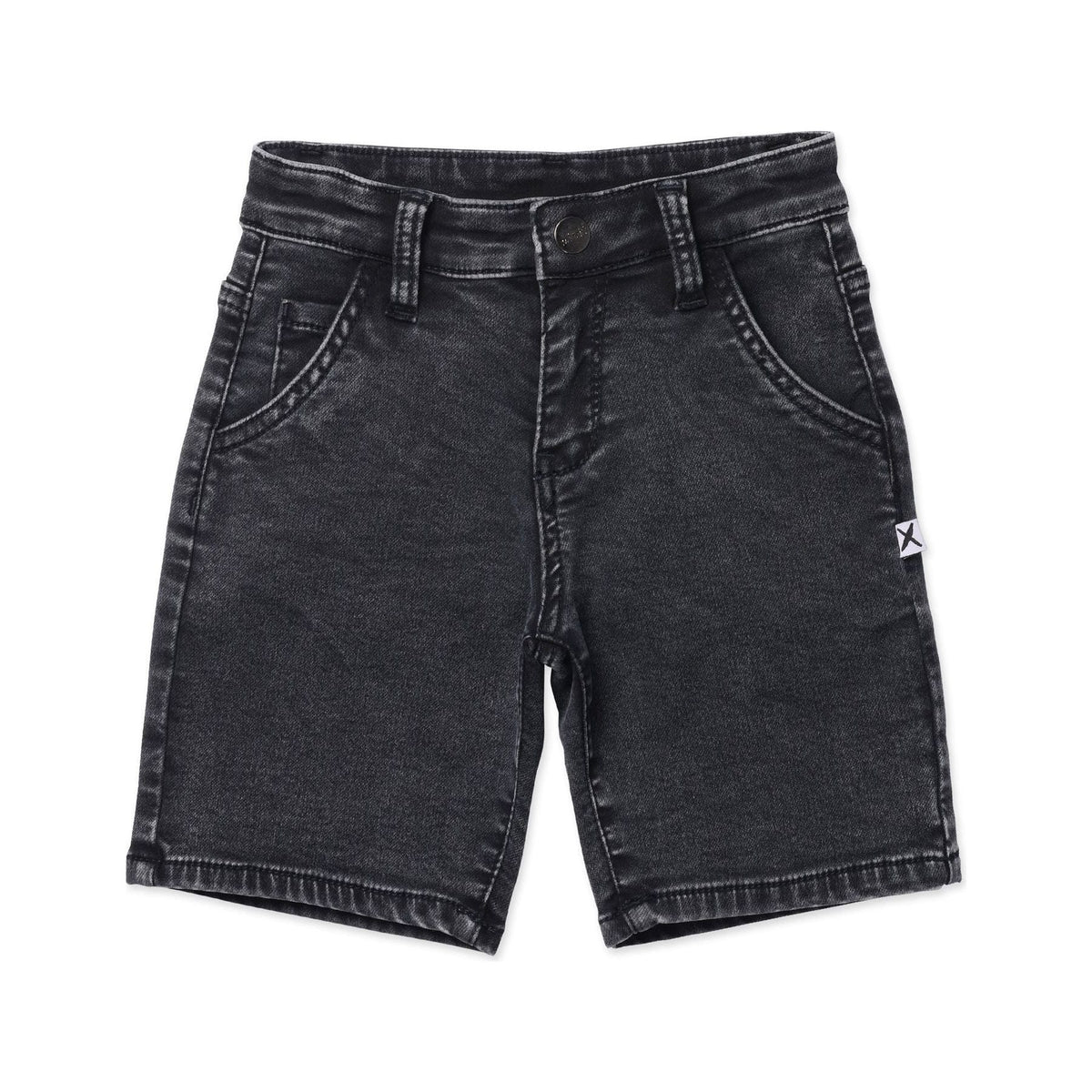 Soft Feel Denim Short- Washed Black