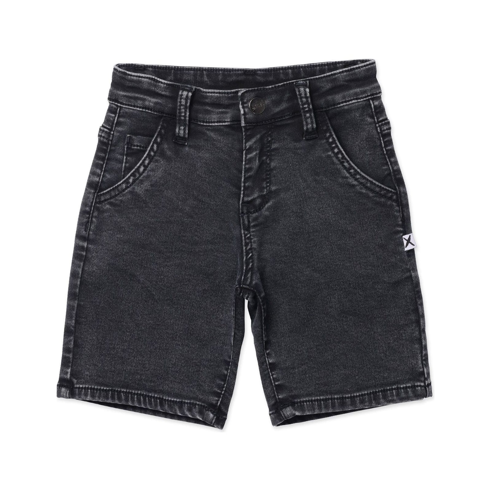 Soft Feel Denim Short- Washed Black