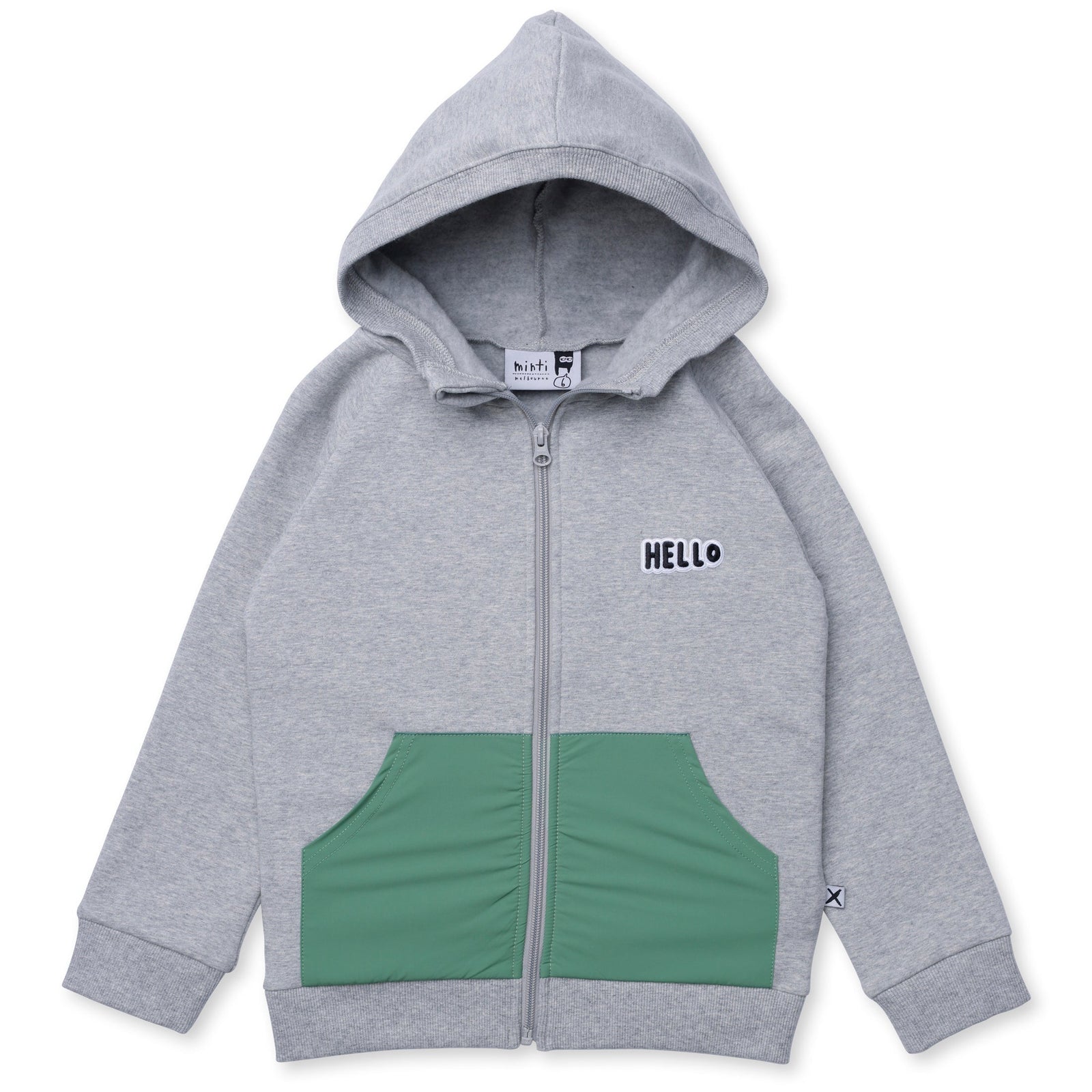 Nylon Patch Furry Zip Up - Grey