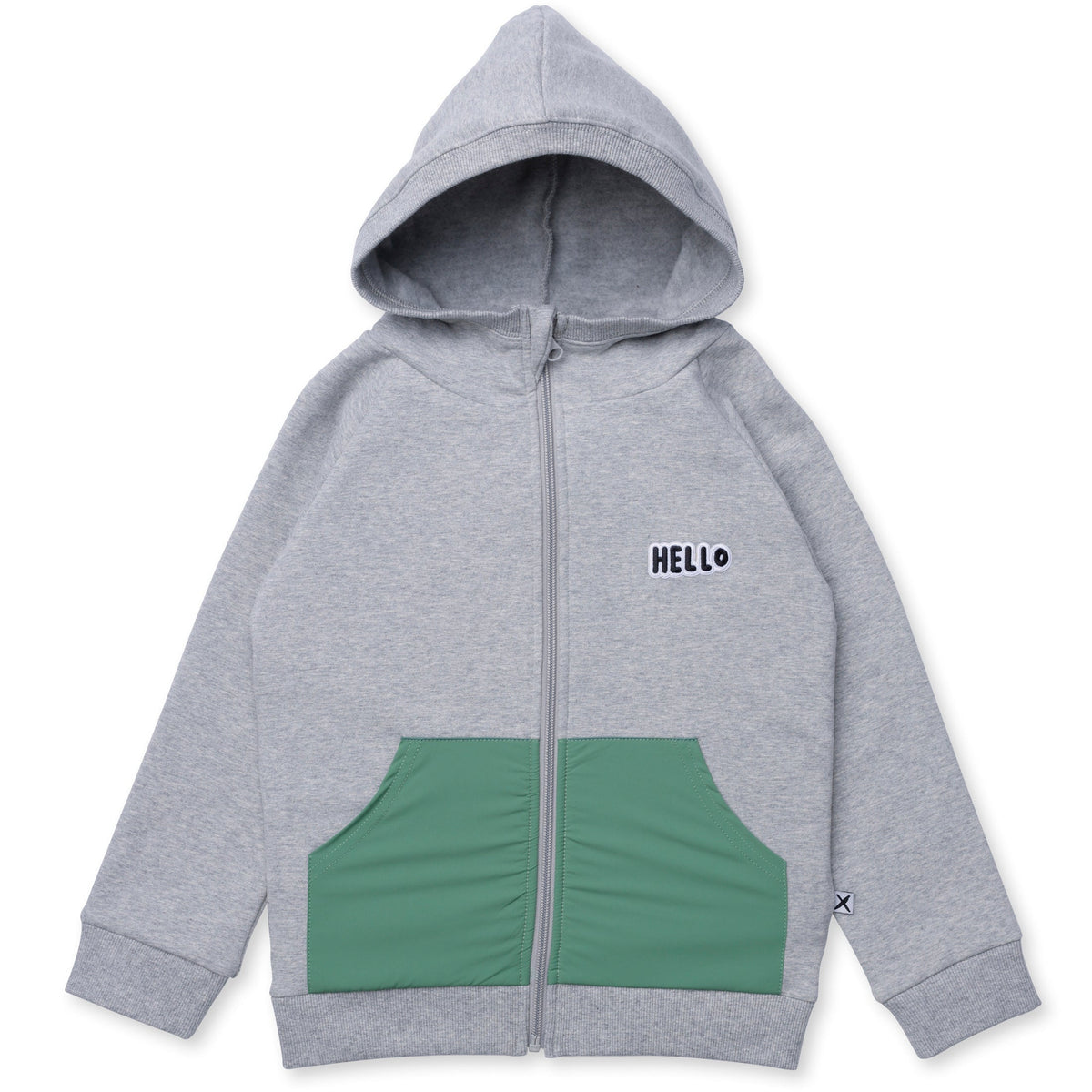 Nylon Patch Furry Zip Up - Grey