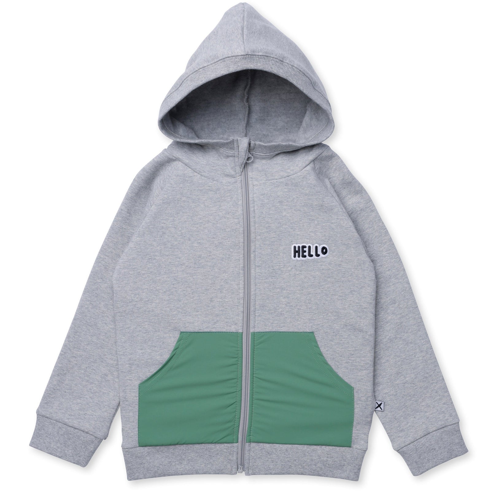 Nylon Patch Furry Zip Up - Grey
