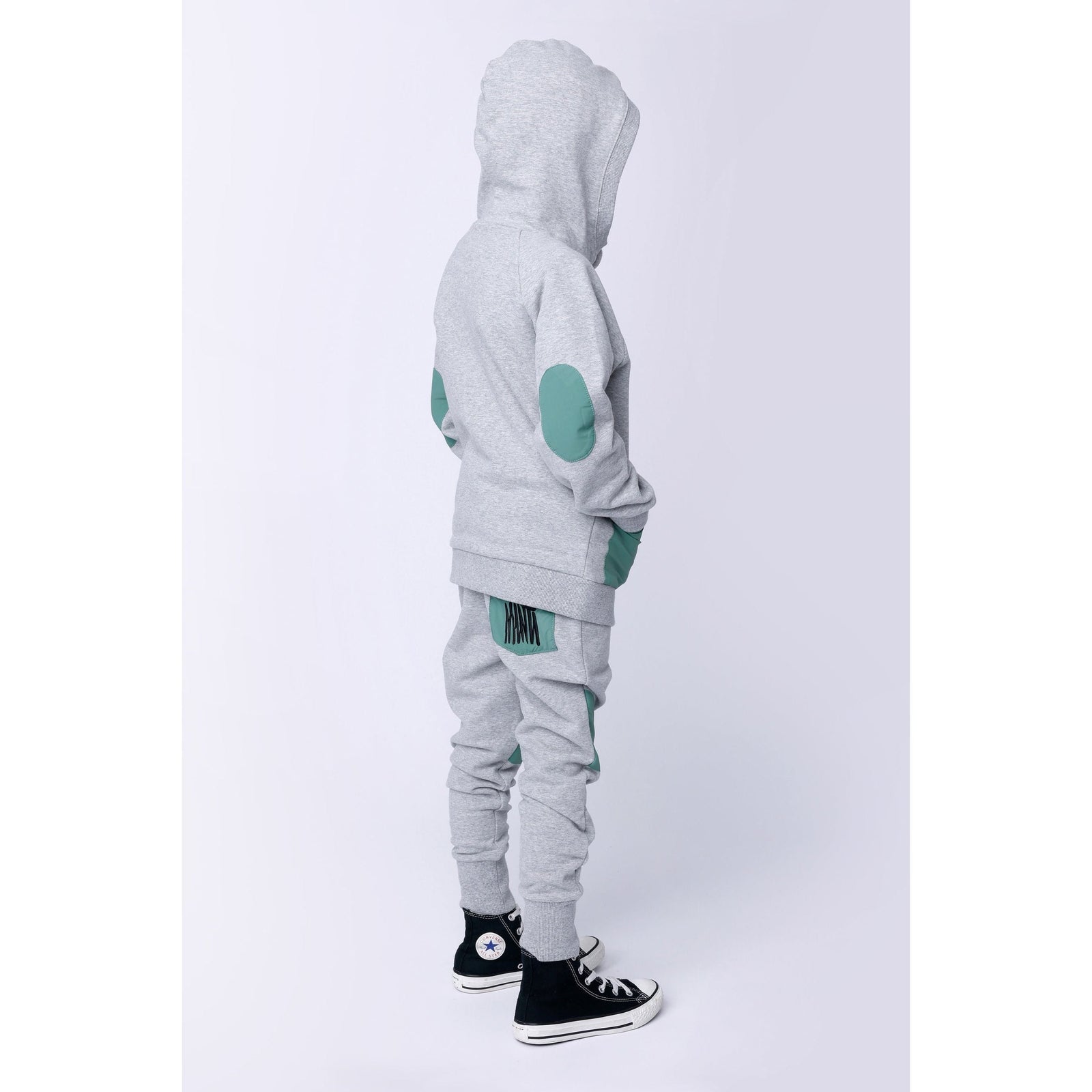 Nylon Patch Furry Zip Up - Grey